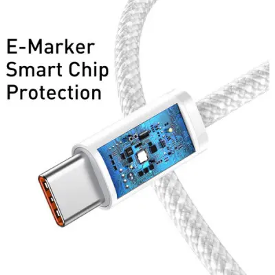 Дата кабель USB-C to USB-C 1.0m 5A White Baseus (CALD000202)