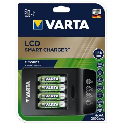 Зарядний пристрій для акумуляторів Varta LCD Smart Plus CHARGER +4*AA 2100 mAh (57684101441)