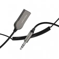 FM модулятор Vention AUX TRS 3.5мм USB Bluetooth 5.0 Coiled Cable 1.5M Gray Zinc (NAGHG)