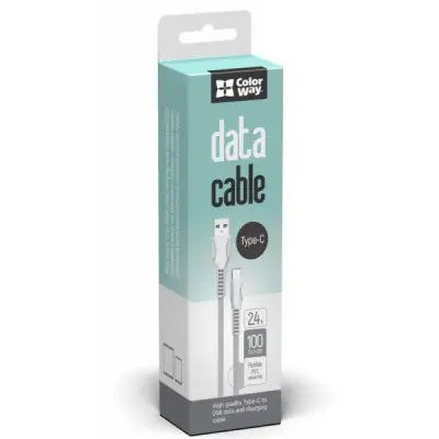 Дата кабель ColorWay USB 2.0 AM to Type-C 1.0m line-drawing white (CW-CBUC029-WH)