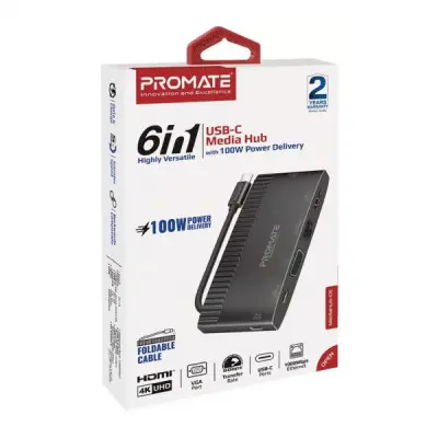 Концентратор Promate USB Hub 6 ports mediahub-c6.black (mediahub-c6.black)