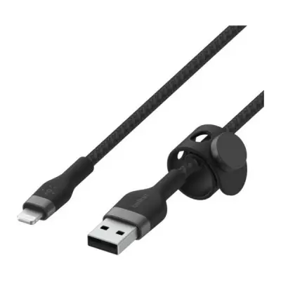 Дата кабель USB 2.0 AM to Lightning 1.0m BRAIDED SILICONE black Belkin (CAA010BT1MBK)