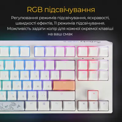 Клавіатура Ducky One 3 TKL Cherry MX Blue RGB UA USB White (DKON2187ST-CUAPXPWWWSC1)