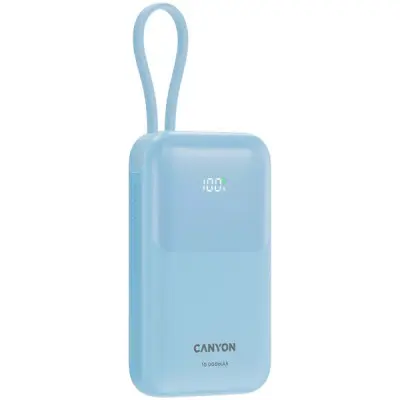 Батарея універсальна Canyon 10000mAh OnPower 101 PD/22.5W built-in cable Blue (CNS-CPB101BL)