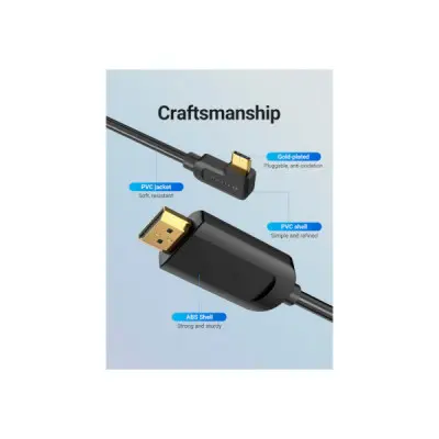 Кабель мультимедійний USB-C 3.1 to HDMI 1.5m 90° 4K 60 Гц PVC Black Vention (CGVBG)