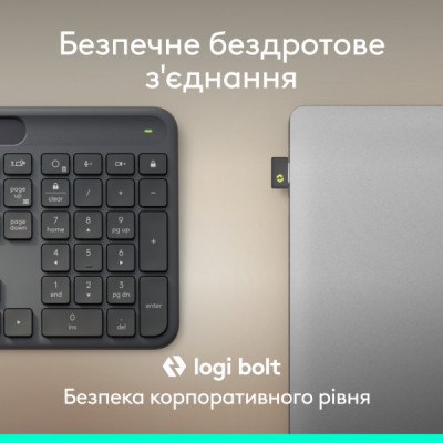 Клавіатура Logitech Slim Solar+ for Business Wireless/Bluetooth Graphite (920-013779) Клавіатура Logitech Slim Solar+ for Business Wireless/Bluetooth Graphite (920-013779)