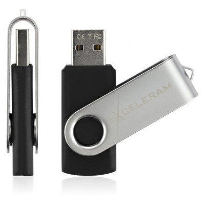 USB флеш накопичувач eXceleram 64GB P1 Series Silver/Black USB 2.0 (EXP1U2SIB64)