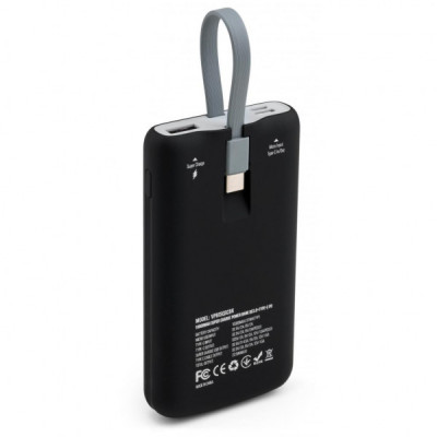 Батарея універсальна Vinga 10000 mAh SuperQC soft touch w/cable 22.5W black (VPB1SQSCBK)
