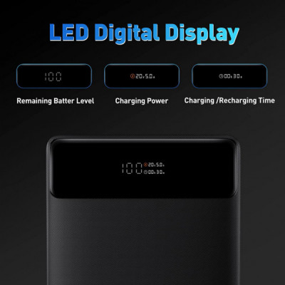 Батарея універсальна Baseus Blade Digital Display 20000mAh PD/100W, Black (PPDGL-01, PPBLD100-S) (PPBL000201)