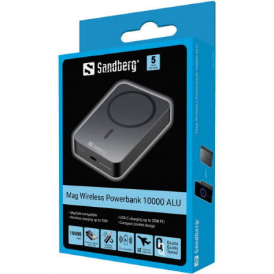 Батарея універсальна Sandberg 10000mAh 20W Magnetic Wireless Qi 15W (420-97)