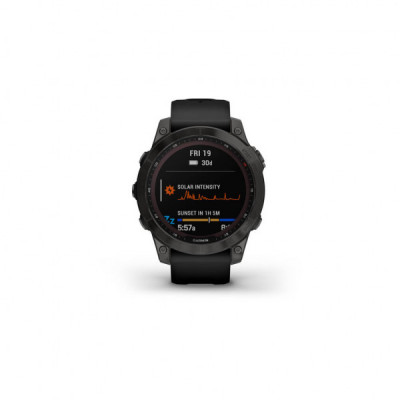 Смарт-годинник Garmin fenix 7 Sapph Solar, Carbon Gray DLC Ti w/Black Band, GPS (010-02540-21)
