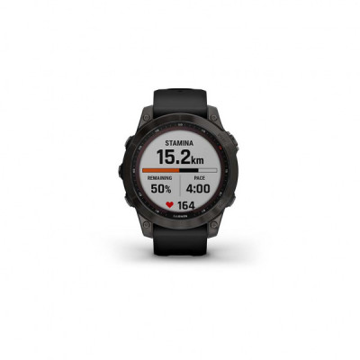 Смарт-годинник Garmin fenix 7 Sapph Solar, Carbon Gray DLC Ti w/Black Band, GPS (010-02540-21)