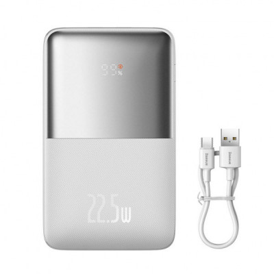 Батарея універсальна Baseus Pro 20000mAh, 22.5W, White, with USB-A - USB-C 3A 0.3m cable (PPBD040302)