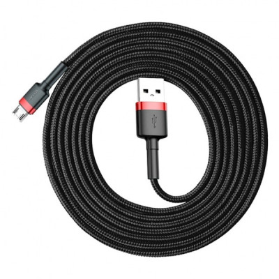 Дата кабель USB 2.0 AM to Micro 5P 3.0m 2A Red-Black Baseus (CAMKLF-H91)