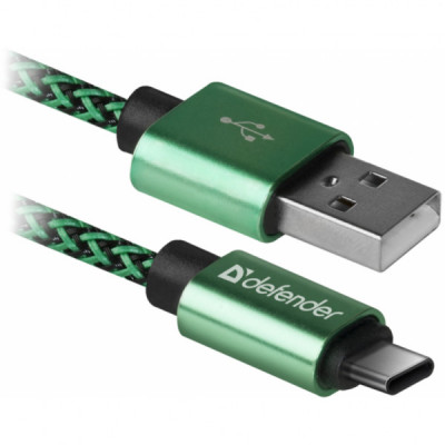 Дата кабель USB 2.0 AM to Type-C 1.0m USB09-03T PRO green Defender (87816)