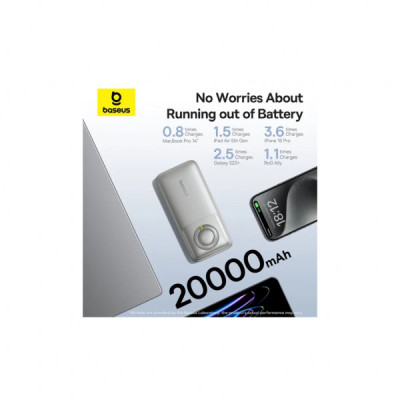Батарея універсальна Baseus Free2Pull 20000mAh 65W, PD/3.0, QC/3.0, Lunar gray (P10073700843-00)