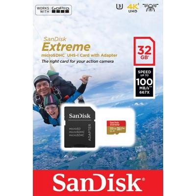 Карта пам'яті SanDisk 32GB microSD class 10 V30 A1 UHS-I U3 Extreme Action (SDSQXAF-032G-GN6AA)