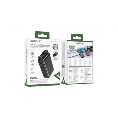 Батарея універсальна Acefast 20000mAh 67W PD/3.0, 20В/3.35A Type-C, USB-A, with cable, Li-ion M4 Black (6974316282723)