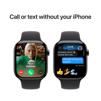 Смарт-годинник Apple Watch Series 10 GPS + Cellular 46mm Slate Titanium Case with Black Sport Band - S/M (MWYD3QH/A)