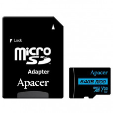 Карта пам'яті Apacer 64GB microSDHC class 10 UHS-I U3 V30 (AP64GMCSX10U7-R)
