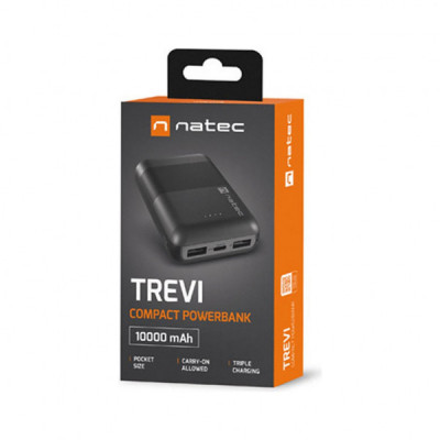 Батарея універсальна Natec 10000mah, Trevi Compact, USB-A*2/2.1A, USB-C/2.1A (NPB-1941)