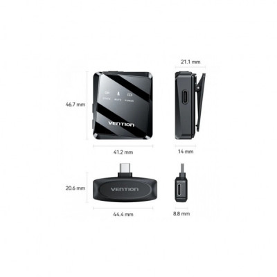 Мікрофон Vention USB-C 2-Pack Wireless Lavalier Black (NCBB0)