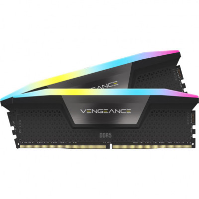 Модуль пам'яті для комп'ютера DDR5 64GB (2x32GB) 6600 MHz Vengeance RGB Black Corsair (CMH64GX5M2B6600C32)