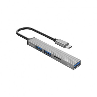 Концентратор Orico USB-A to USB3.0, 2xUSB2.0, TF (AH-A12F-GY-BP) (CA913770)