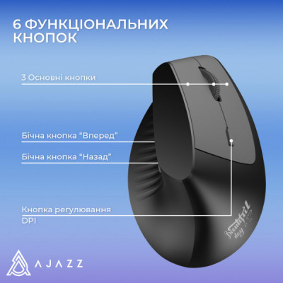 Мишка Ajazz i300 Wireless/Bluetooth/USB Black (i300-B)