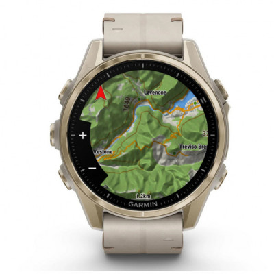 Смарт-годинник Garmin fenix 8 43mm, AMOLED, Saph, SftGldSS/FogGryLeatherBnd, Excl, GPS (010-02903-40)