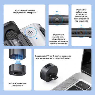 Мікрофон Boya Magic-05 Type-C Black (Magic-05) Мікрофон Boya Magic-05 Type-C Black (Magic-05)