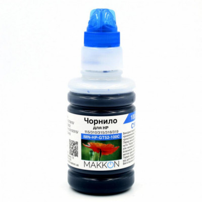 Чорнило Makkon для HP Ink Tank 115/310/315/318/319 100 мл cyan (IMN-HP-GT52-100C)