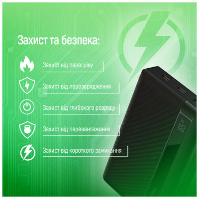 Батарея універсальна ColorWay 20 000 mAh PD/65W, QC/3.0, black (CW-PB200LPA3BK-PDD)