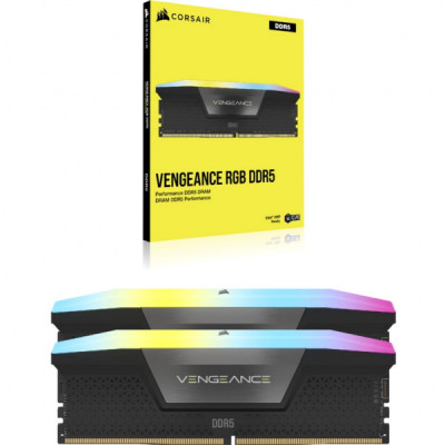 Модуль пам'яті для комп'ютера DDR5 96GB (2x48GB) 5600 MHz Vengeance RGB Black Corsair (CMH96GX5M2B5600C40)