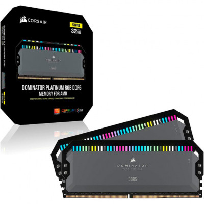 Модуль пам'яті для комп'ютера DDR5 64GB (2x32GB) 6000 MHz Dominator Platinum RGB Gray Corsair (CMT64GX5M2B6000Z30)