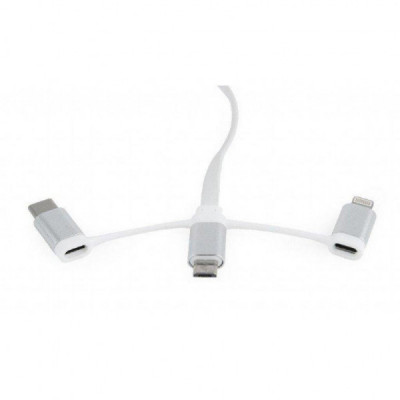 Дата кабель USB 2.0 AM to Lightning + Micro 5P + Type-C 1.0m Cablexpert (CC-USB2-AMLM32-1M-W)