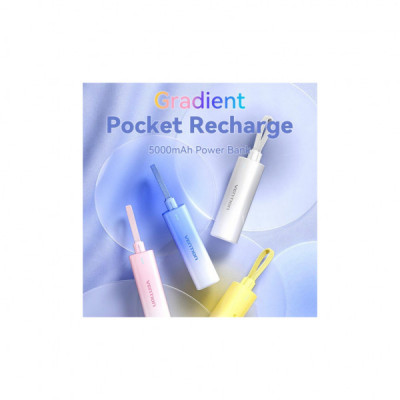 Батарея універсальна VENTION 5000mAh 20W PD, USB-C In/Out, Lightning In/Out, with cable, Gradient Yellow (FHWY0)