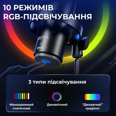 Мікрофон Boya K9 RGBType-C/3,5 мм Black (BOYA K9) Мікрофон Boya K9 RGBType-C/3,5 мм Black (BOYA K9)