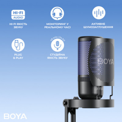 Мікрофон Boya K9 RGBType-C/3,5 мм Black (BOYA K9) Мікрофон Boya K9 RGBType-C/3,5 мм Black (BOYA K9)