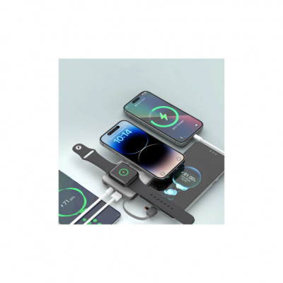 Батарея універсальна Choetech Magnetic Wireless 10000mAh 15W, PD, QC/3.0, 3in1charg. with build-in cable (B695-GW)