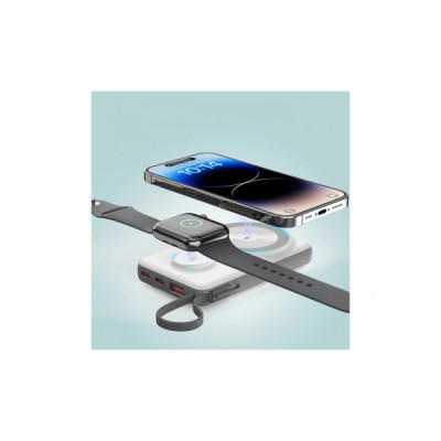 Батарея універсальна Choetech Magnetic Wireless 10000mAh 15W, PD, QC/3.0, 3in1charg. with build-in cable (B695-GW)