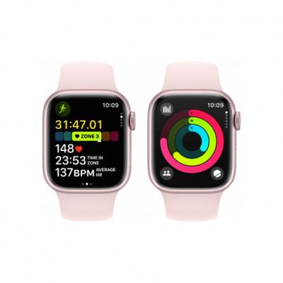 Смарт-годинник Apple Watch Series 9 GPS 41mm Pink Aluminium Case with Light Pink Sport Band - M/L (MR943QP/A)