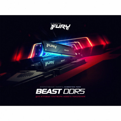 Модуль пам'яті для комп'ютера DDR5 32GB (2x16GB) 6000 MHz Beast Black Kingston Fury (ex.HyperX) (KF560C40BBK2-32)