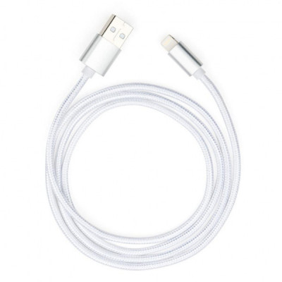 Дата кабель USB 2.0 AM to Lightning 1m nylon silver Vinga (VCPDCLNB1S)