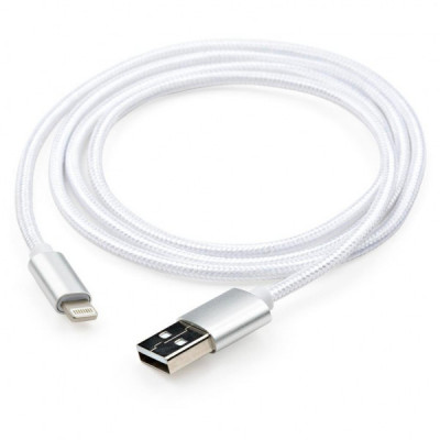 Дата кабель USB 2.0 AM to Lightning 1m nylon silver Vinga (VCPDCLNB1S)