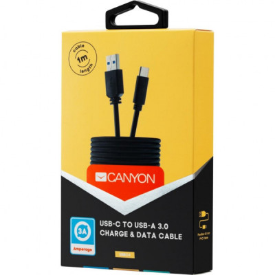 Дата кабель USB 3.0 AM to Type-C 1.0m 3A black Canyon (CNE-USBC4B)