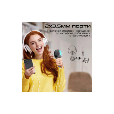 Мікрофон Promate VocalMic Bluetooth 2 x AUX LED Black (vocalmic.black)