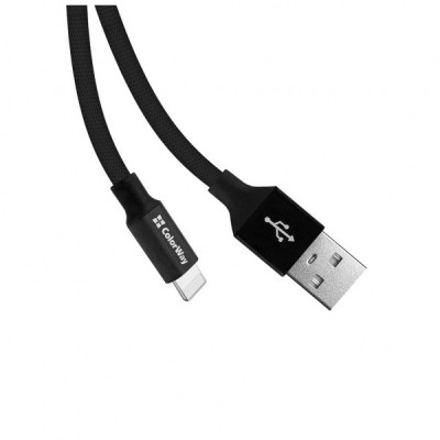 Дата кабель USB 2.0 AM to Lightning 0.25m black ColorWay (CW-CBUL048-BK)