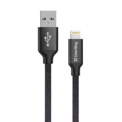 Дата кабель USB 2.0 AM to Lightning 2.0m black ColorWay (CW-CBUL007-BK)