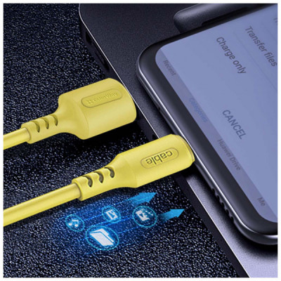 Дата кабель USB 2.0 AM to Type-C 1.0m soft silicone yellow ColorWay (CW-CBUC043-Y)